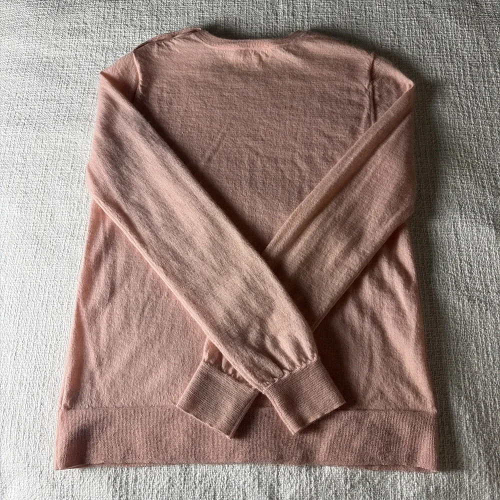 Tory Burch 100% Cashmere XS Sweater Gold Logo Buttons Soft Pink Luxury Preppy